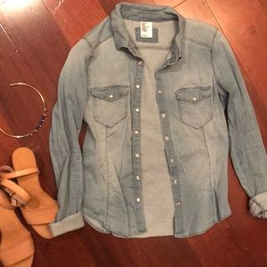 Button-down chambray shirt